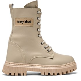 Resim Tonny Black Kız Çocuk Bej Termo Taban Önü Bağcıklı Uzun Bot 