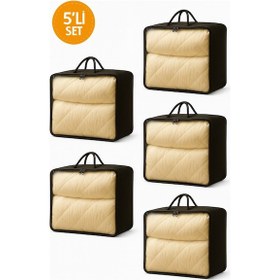 Resim 5'li Set Geniş Hacimli Hurç 42x53x20 Yorgan, Battaniye, Kıyafet Saklama Çantası Diğer 