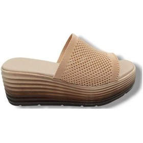 Resim Efsun 3005-25 Triko Anatomik Dolgu Topuk Kadın Terlik Krem 