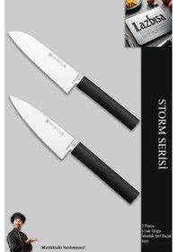 Resim Storm Serisi Mutfak Bıçak Seti Et Sebze Şef Bıçağı 2 Li Mft-254 Siyah 