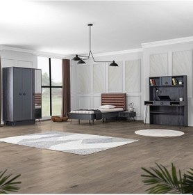 Resim Black New Genç Odası, Dolap Karyola Komodin Çalışma Masası (512890041) Antrasit 