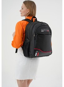 Resim Cambridge Polo Club Unisex Şık Çok Gözlü Sırt Çantası Siyah 