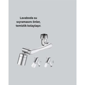 Resim Marsilyan Esnek 1080° Musluk Başlığı 3 Eklemli Hareketli Su Modlu Lavabo Aparatı 