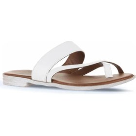 Resim Bueno Shoes Beyaz Deri Kadın Parmak Arası Terlik 01WQ2012 01WQ2012 