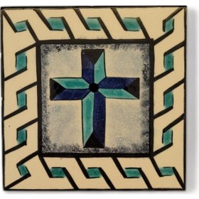 Resim Kutsal Haç El Boyama 10x10 Cm Çini Karo 