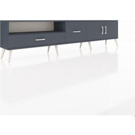 Resim Arges Tv Ünitesi 2 Raflı 2 Çekmeceli 2 Kapaklı 220x30x51 Antrasit-antrasit Antrasıt/antrasıt - Antrasıt 