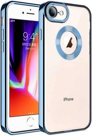 Resim Zore Apple ile uyumlu iPhone SE 2020 Kılıf Kamera Korumalı Logo Gösteren Omega Kapak Sierra Mavi 