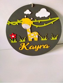 Resim Çocuk Oda Kapı İsme Özel Süs Sarı 