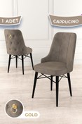 Resim Canisa Concept Pare Serisi , 1.sınıf Babyface Kumaş, Cappuccino Sandalye , Siyah Gürgen Ayak , Gold Halka 