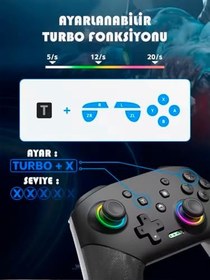 Resim S-80 RGB Kablosuz Joystick Wireless Oyun Kolu PC/Switch/Oled İçin Oyun Kolu Nintendo Swich Uyumlu Pc Laptop 