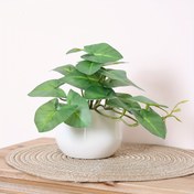 Resim 1 adet Yapay Yeşil Yapraklı Bitki Ev Yatak Odası Yemek Odası Ofis Masaüstü Raflar Dekorasyonu için Uygun 