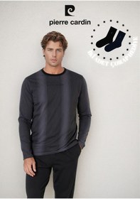 Resim Pierre Cardin Pıerre Cardın Erkek Pamuk Çizgi Detaylı Uzun Kol Pijama Takımı Ol.pc.6105.001-siyah-l Çok Renkli 