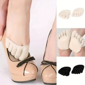 Resim Kadınlar için SOKUCI Anti-Friction Half-Palm Five-Toe Çorapları - Nefes Alabilen, Teri Emici Sünger Pedleri, Yüksek Topuk Koruması, Siyah ve Bej, Yüksek Topuk Koruması|Nefes Alabilen Çoraplar|Poliester Kumaş 