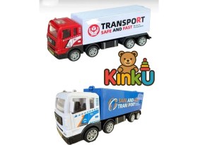 Resim Kinku Oyuncak Demir Tır Seti – Işıklı ve Gerçekçi Tasarım Mavi ve Kırmızı Renkleri Mevcuttur Sürtmeli Tır 