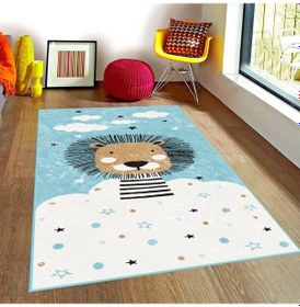 Resim Sevimli Aslan Çocuk Odası Halısı Çok Renkli 