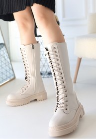 Resim ALPACO Mennd Bej Cilt Bağcıklı Çizme 