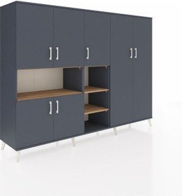 Resim Hyperion Dolap 13 Raflı 7 Kapaklı 220x44x163 Antrasit-antrasit/ça Antrasit-antrasit/çam 