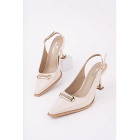 Resim Muggo Heels Arkası Açık Toka Detaylı Günlük Klasik Topuklu Kadın Stiletto Ayakkabı 