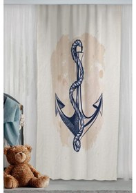 Resim Denizci Çapa Halat Çift Kanatlı Çocuk Odası Fon Perde 