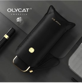 Resim Fochsia Siyah 5 Katlı Cep Şemsiyesi Olycat Ultraviyole Koruma Güneş Şemsiyesi 