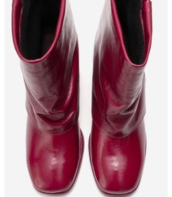 Resim Luvishoes Lore Bordo Kırışık Rugan Hakiki Deri Tokalı Kadın Topuklu Bot Bordo 