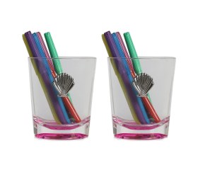 Resim 2 Adet Kalemlik Pembe Deniz Kabuğu Akrilik Ofis Gereci 9x6x11cm 250ml Çok Renkli 