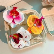 Resim 1 adet Elegant Alaşım Kelebek Orkide Saç Tutturu, Tatlı Tarz Çiçek Ördek Gagası Klipsi Kadınlar için, Günlük Giyim ve Tatil Kullanımı için Dayanıklı Renkli Saç Aksesuarı 