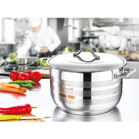 Resim Oms Collection - 1. Sınıf Paslanmaz Çelik İndüksiyon Taban Şeritli Derin Tencere 2005 - 34 Cm Gümüş 