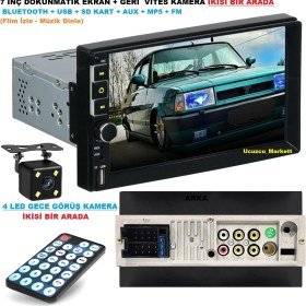 Resim Ucuzcu Market 7 Inç Dokunmatik Double Teyp + 4 LED Gece Görüş Geri Vites Kamera Ikisi Bir Arada 