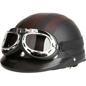 Resim Youtek Yeni Renk: Kahverengi Motorcycle Scooter Open Face Half Leather Helmet With Visor Uv 2omz7w Kahverengi 