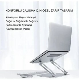 Resim Moonix Full Alüminyum Ayarlanabilir MacBook Laptop Standı 10-17 Inç 