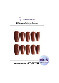 Resim Obl1757 Kobl1757 Orta Balerin 15'li Tekrar Kullanılabilir El Yapımı Protez Takma Tırnak S 