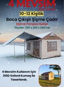 Resim post alley 10-12 Kişilik Baca Çıkışlı Şişme Kamp Çadırı-4 Mevsim 210D Oxford Su Geçirmez-350x350x250 CM 