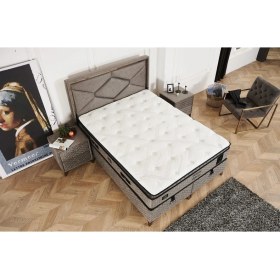 Resim Tutku Yatak Immune Defense Pedli 4 Mevsim Kuş Tüyü Sünger Torba Yaylı Yatak Seti Yatak+Baza+Başlık 90X200 