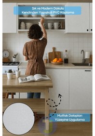 Resim Technojet Kendinden Yapışkanlı Pvc Kaplama Folyosu 60x500cm Kendinden Desenli Beyaz 