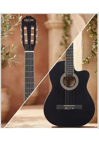 Resim Ravenni Rcg-120 4/4 Klasik Gitar Tam Boy Kesik Kasa Kılıf+penaseti+kapo Hediyeli Siyah 