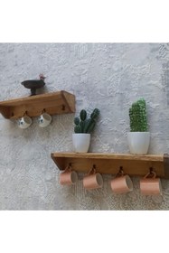 Resim woodhomeworks Gerçek Ahşap Dekor Raf 2 Adet 