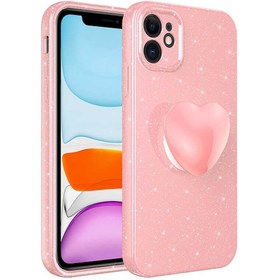Resim İphone 11 Uyumlu Kamera Korumalı Simli Pop Soketli Lüks Zore Koton Soketli Kılıf-pembe Pembe 