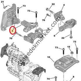 Resim PEUGEOT 308 (2015-2018) 1,6 E-HDI MOTOR TAKOZU SAĞ ÜST (ORJİNAL) 