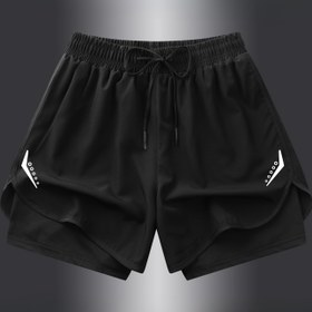 Resim Erkekler için 2'si 1 Arada Atletik Şortlar - Hızlı Kuruyan, Nem Çeken & Nefes Alabilen Koşu, Antrenman & Fitness İçin - Dayanıklı Polyester Karışımı ile Elastan, Makinede Yıkanabilir, Görünmez, Spor Salonu Şortları 