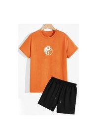 Resim Uyguntarz Ying Yang Şort T-shirt Eşofman Takımı Turuncu 