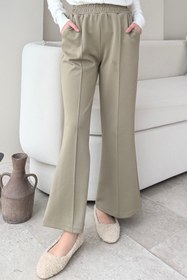 Resim Tesettür Diyarı Kadın Çimalı Beli Lastikli Cepli Scuba Kumaş Tesettür Pantolon- Çağla Yeşili 