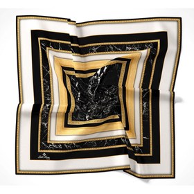 Resim Silk Home Twill Eşarp Cümbüş Desen - Siyah-Gold 