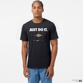 Resim Nike Los Angeles Lakers Essential NBA Erkek Siyah Basketbol T-Shirt 