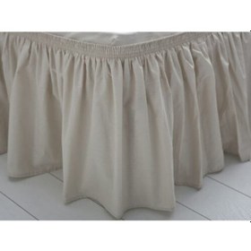 Resim Baza Fırfırı Çift Kişilik& Bej Ranforce Kumaş Bej 