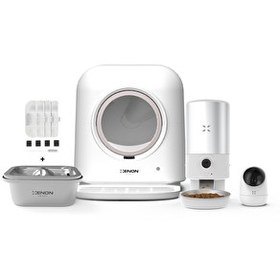 Resim Xenon Smart Akıllı Otomatik Kedi Tuvaleti 5 L Hazneli Mama Kabı Çelik Su Pınarı İç Mekan Kamera-Yedek Filtre 5'li Set 