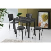Resim Sivas Gözde Mobilya Smart Mutfak Masa 2 Sandalye 2 Tabure Set 60x90 cm 