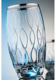 Resim Kcd Kilim Platin Kesme El Dekor Yaldızlı 6 Adet Desenli Su ve Meşrubat Bardak Takımı 