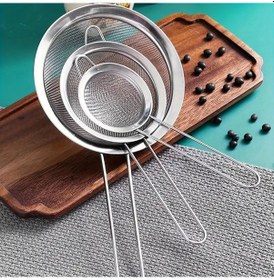 Resim Mybru Paslanmaz Çelik Pratik 3'lü Çay Süzgeci Sebze Makarna Un Süzgeç 10 12 14 Cm Metalik Gri 