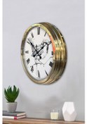 Resim Altın Gold Rengi Metal Çerçeveli Salon Ofis Duvar Saati 40 Cm (531814138) 